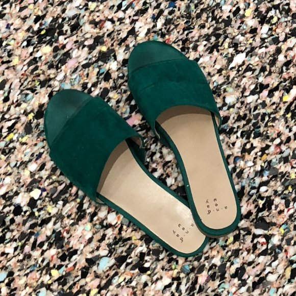 a new day Shoes - Emerald Green Slides, Size 8